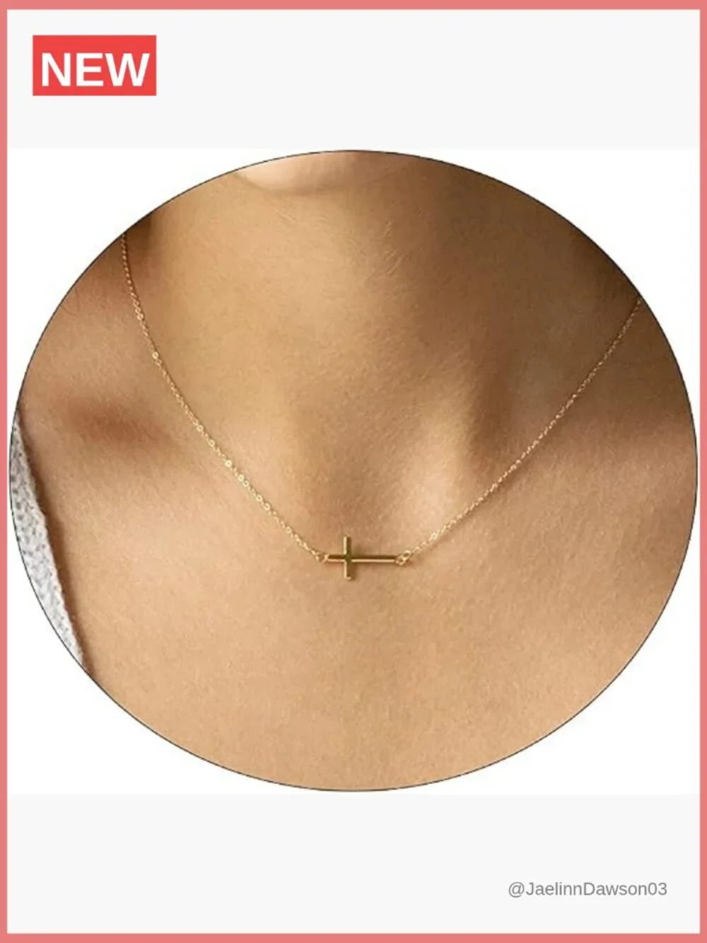 Gold Plated Sideways Cross Pendant Choker Necklace for Women